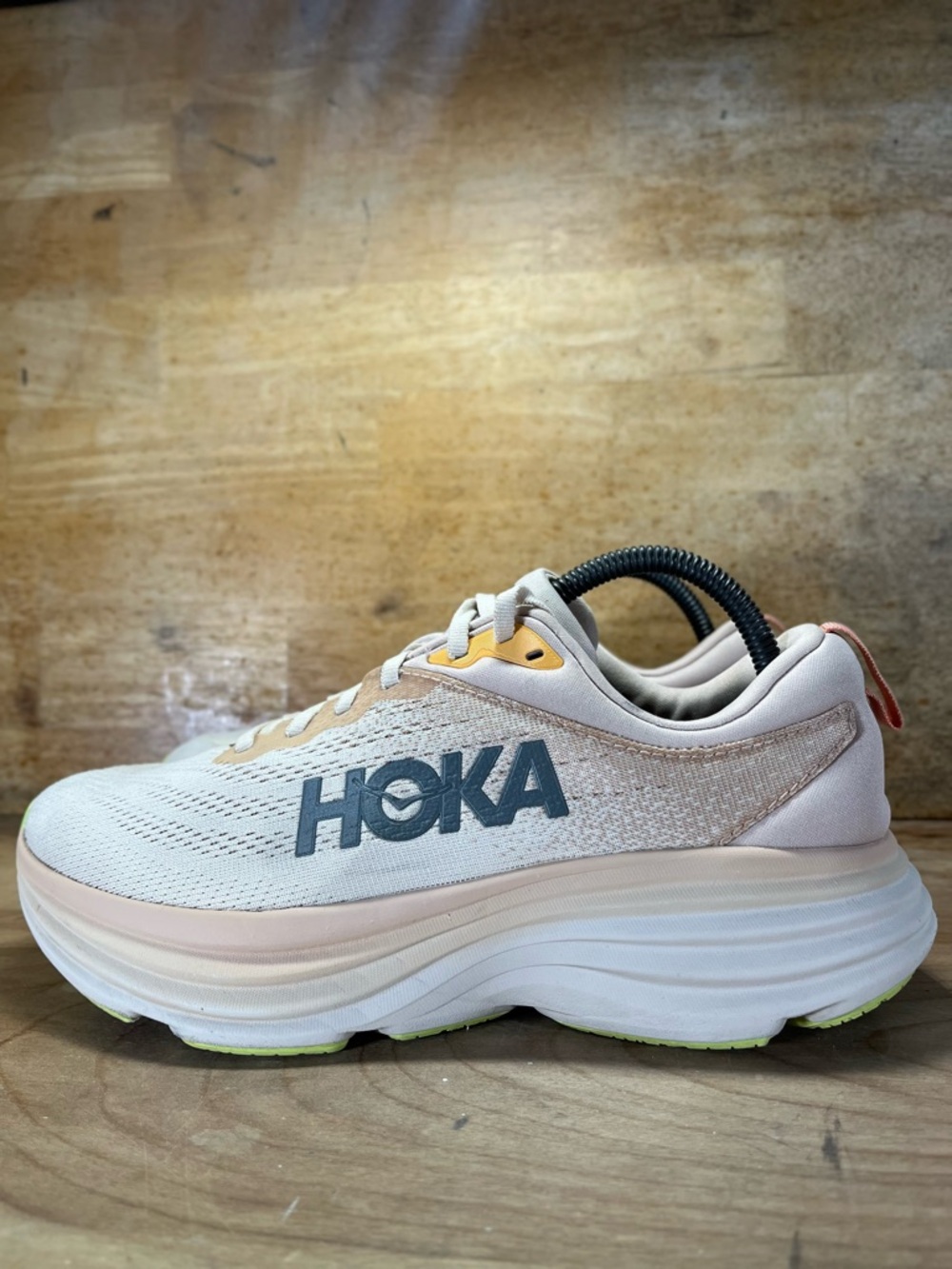 Hoka One One Bondi 8 Womens Size 9.5 Running Shoes Sneakers Cream Vanilla - Picture 4 of 12
